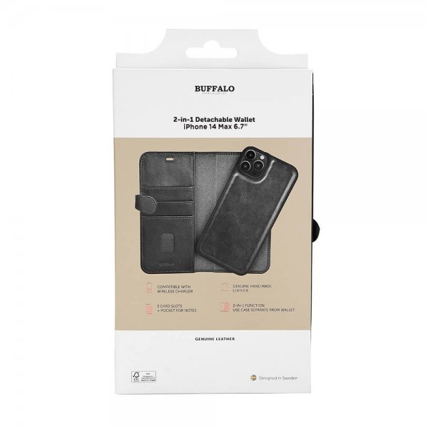 Buffalo iPhone 14 Plus Cover 2-i-1 Aftagelig Pung Sort