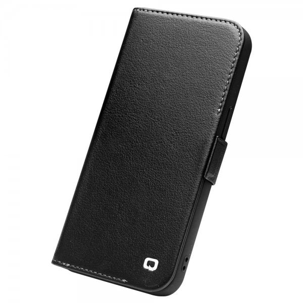 Qialino iPhone 14 Plus Cover Ægte Læder Sort