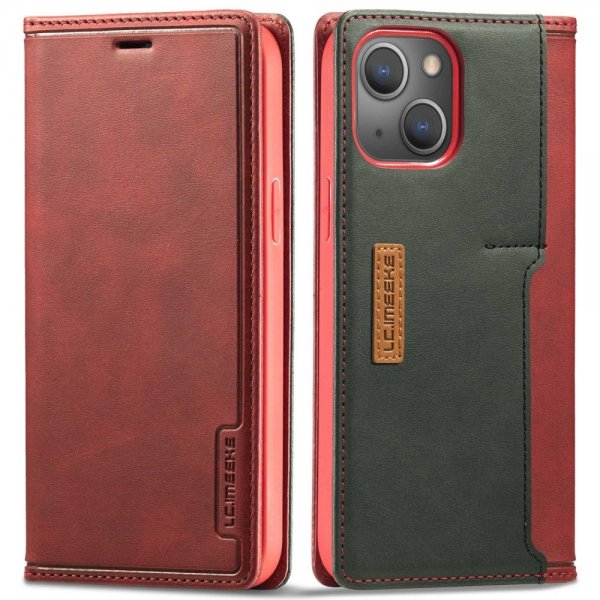 Lc.Imeeke iPhone 14 Plus Cover Kortlomme Yderside Rød