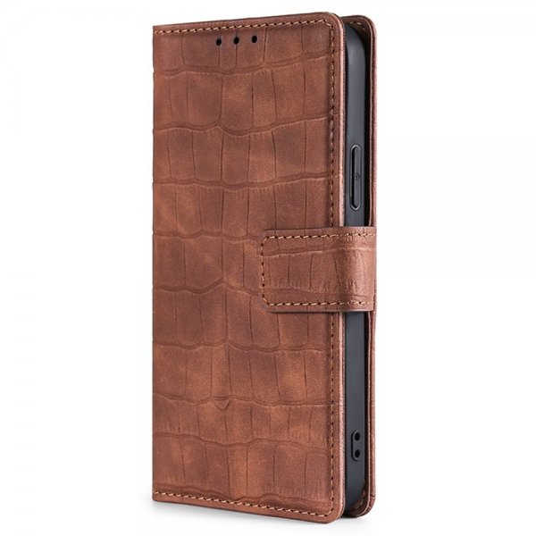 iPhone 14 Plus Cover Krokodillemønster Brun