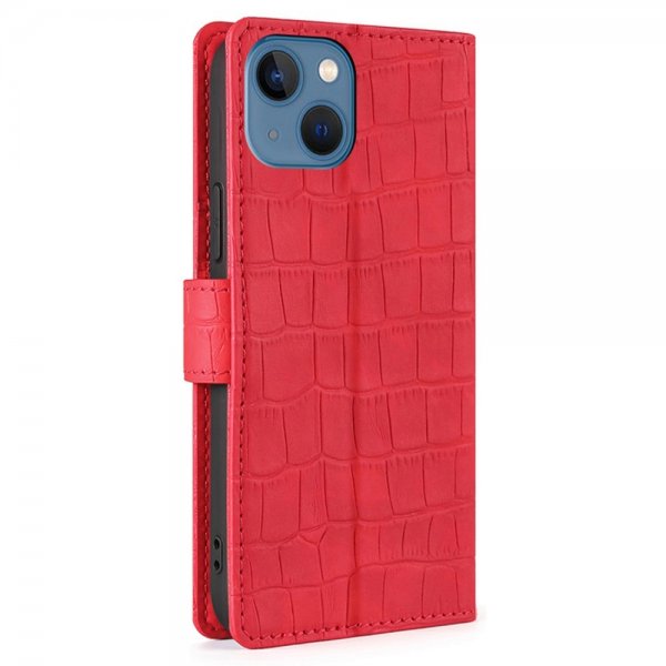 iPhone 14 Plus Cover Krokodillemønster Rød