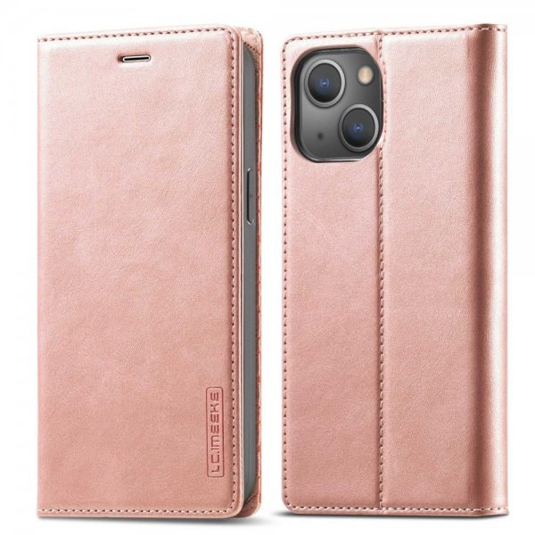 Lc.Imeeke iPhone 14 Plus Cover med Kortrum Flip Rosaguld