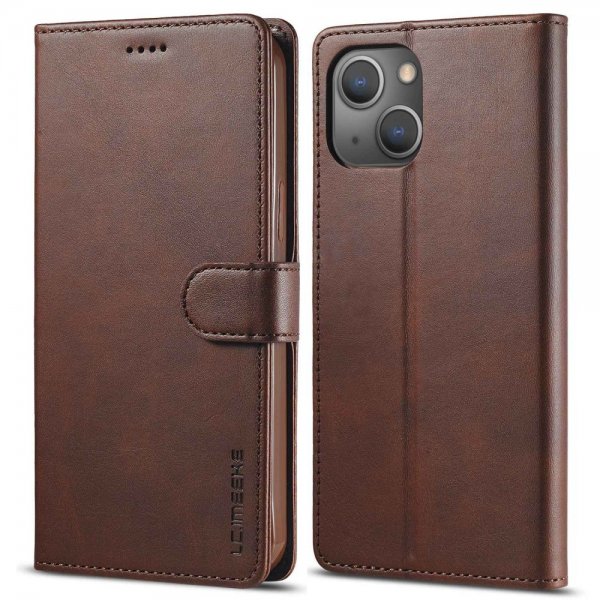 Lc.Imeeke iPhone 14 Plus Cover med Kortrum Stativfunktion Mørkebrun