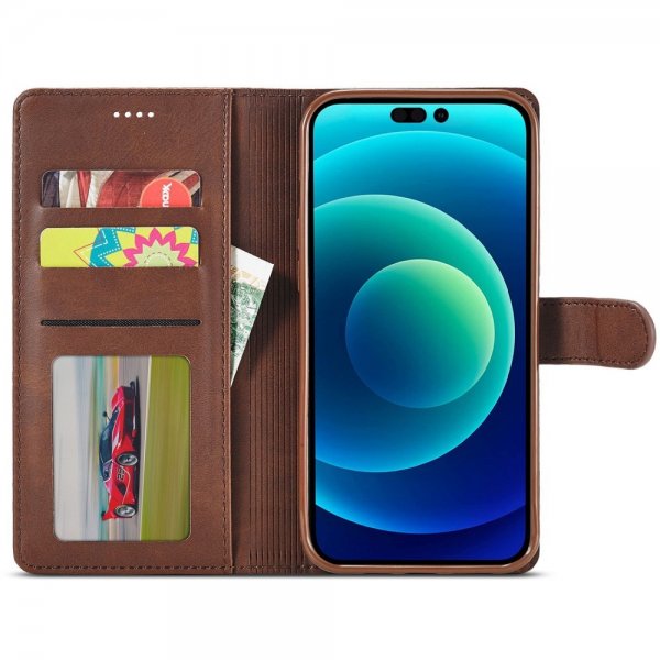 Lc.Imeeke iPhone 14 Plus Cover med Kortrum Stativfunktion Mørkebrun