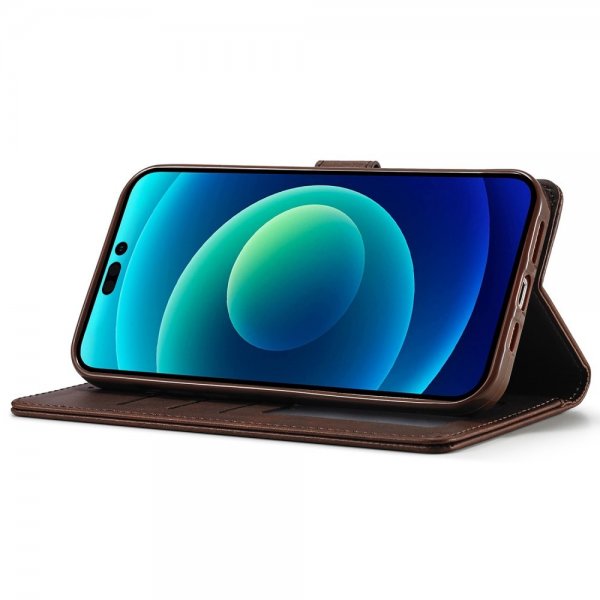 Lc.Imeeke iPhone 14 Plus Cover med Kortrum Stativfunktion Mørkebrun