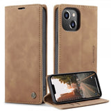 CaseMe iPhone 14 Plus Cover Retro Flip Brun