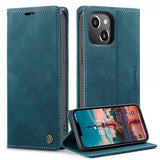 CaseMe iPhone 14 Plus Cover Retro Flip Petrol