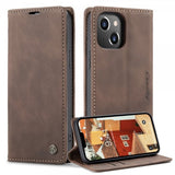 CaseMe iPhone 14 Plus Cover Retro Flip Kaffe