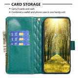 iPhone 14 Plus Cover Rhombusmønster Lynlås Grøn