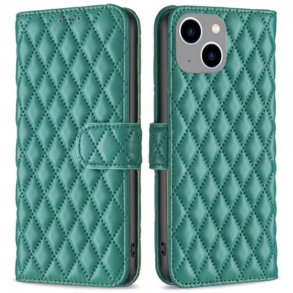 iPhone 14 Plus Cover Rombemønster Grøn