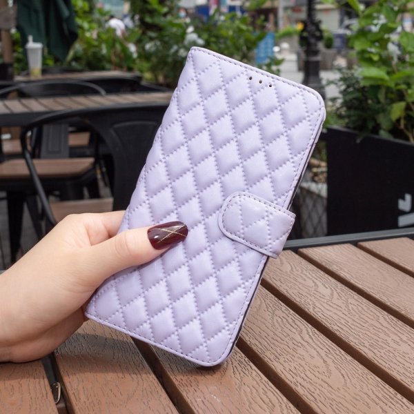 iPhone 14 Plus Cover Rombemønster Lilla