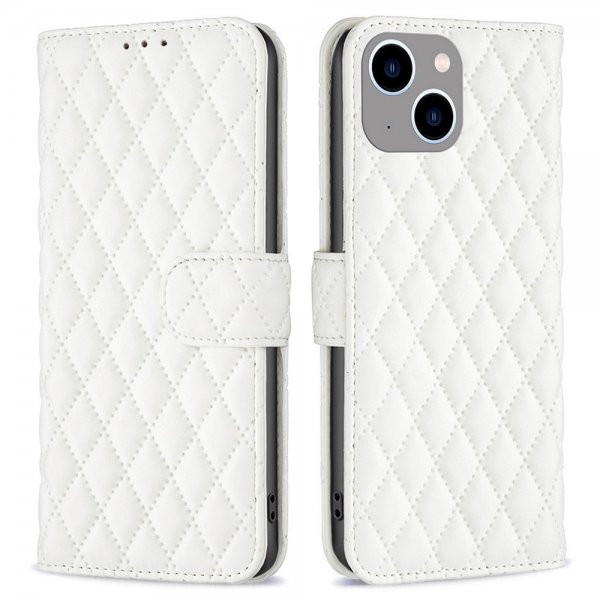 iPhone 14 Plus Cover Rombemønster Hvid