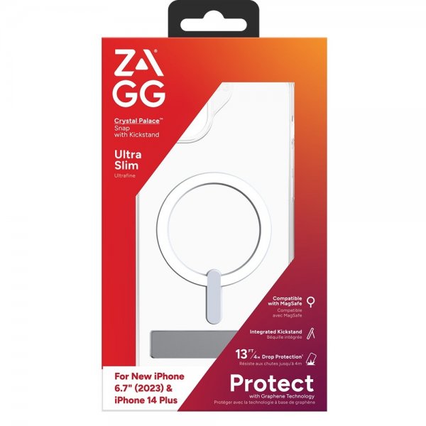 ZAGG iPhone 14 Plus/iPhone 15 Plus Cover Crystal Palace Snap Kickstand Clear