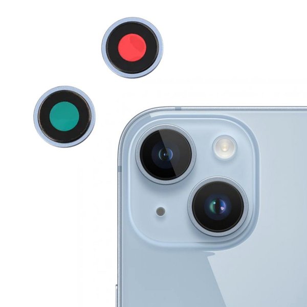 iPhone 14 Plus Kameralinse med Ramme - Blå
