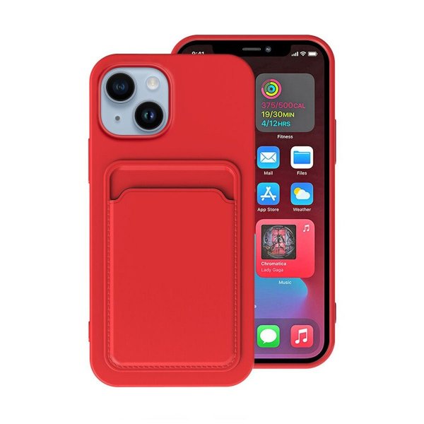 iPhone 14 Plus Cover Kortholder Rød