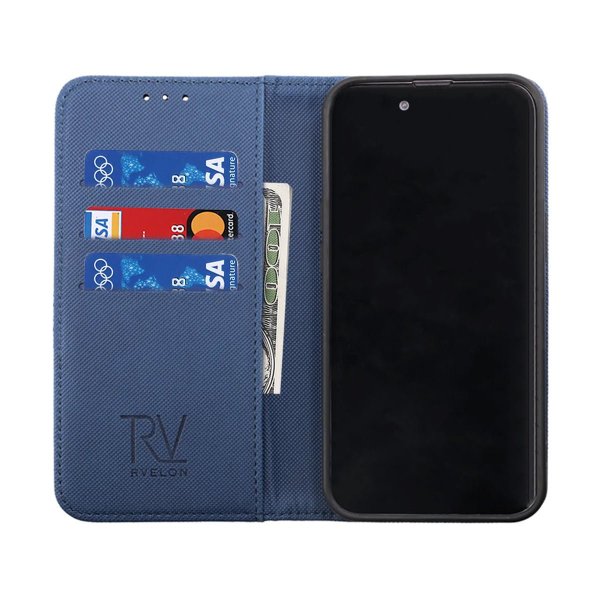 Rvelon iPhone 14 Plus Cover Udklappeligt Kortrum Blå