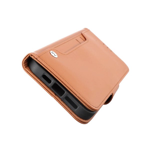 Rvelon iPhone 14 Plus Cover Udklappeligt Kortrum Brun