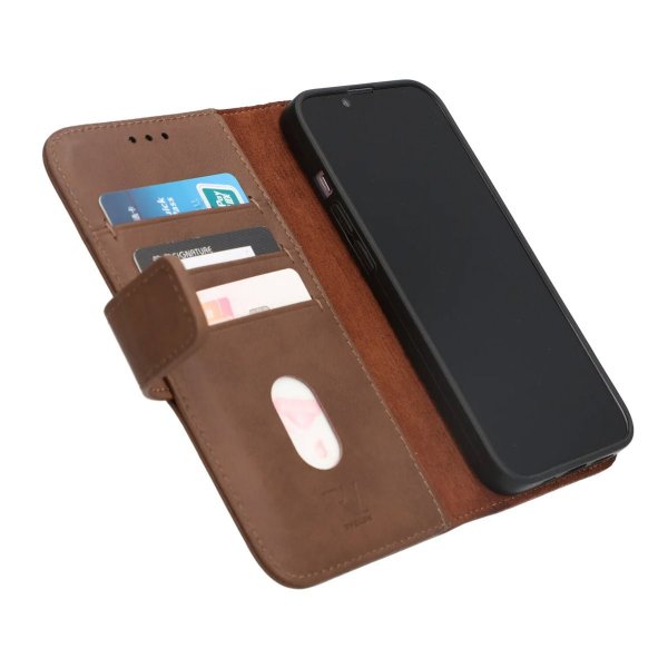 Rvelon iPhone 14 Plus Cover Ægte Læder Brun