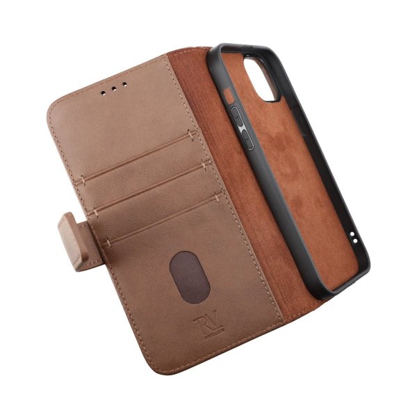 Rvelon iPhone 14 Plus Cover Ægte Læder Brun