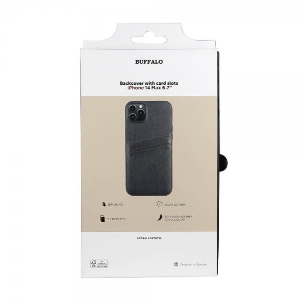 Buffalo iPhone 14 Plus Cover Bagsidecover med Kortpladser Sort