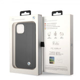BMW iPhone 14 Plus Cover Big Logo Stripe Sort