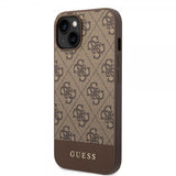 Guess iPhone 14 Plus Cover Bottom Stripe Metal Logo Brun
