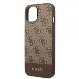 Guess iPhone 14 Plus Cover Bottom Stripe Metal Logo Brun