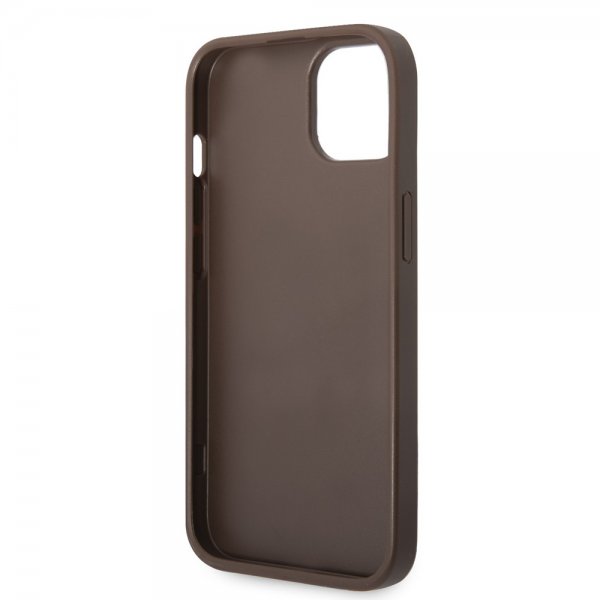 Guess iPhone 14 Plus Cover Bottom Stripe Metal Logo Brun