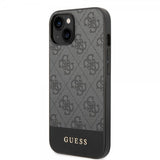 Guess iPhone 14 Plus Cover Bottom Stripe Metal Logo Grå