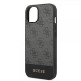 Guess iPhone 14 Plus Cover Bottom Stripe Metal Logo Grå
