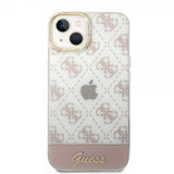 Guess iPhone 14 Plus Cover Bottom Stripe Script Logo Rosa