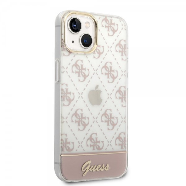 Guess iPhone 14 Plus Cover Bottom Stripe Script Logo Rosa