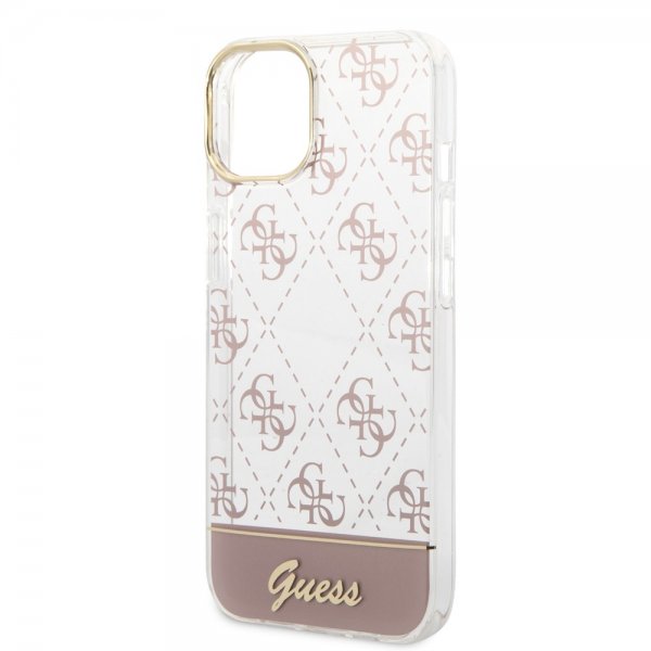 Guess iPhone 14 Plus Cover Bottom Stripe Script Logo Rosa