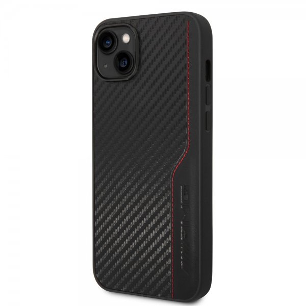AMG iPhone 14 Plus Cover Carbon Effect Stamped Logo Sort