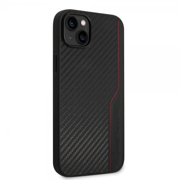 AMG iPhone 14 Plus Cover Carbon Effect Stamped Logo Sort