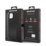 AMG iPhone 14 Plus Cover Carbon Effect Stamped Logo Sort