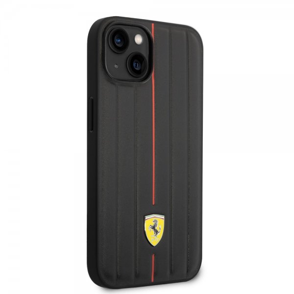 Ferrari iPhone 14 Plus Cover Prægede Striber Rød