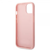 Guess iPhone 14 Plus Cover Glitter Flakes Metal Logo Rosa