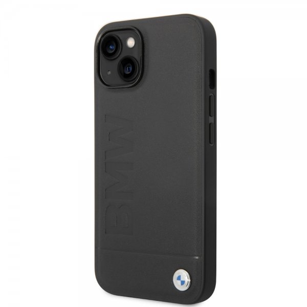 BMW iPhone 14 Plus Cover Hot Stamp Metal Logo Sort