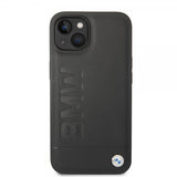 BMW iPhone 14 Plus Cover Hot Stamp Metal Logo Sort
