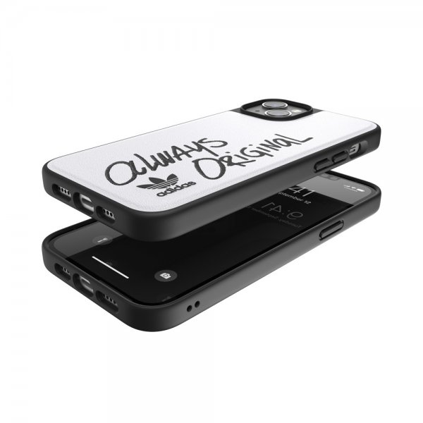 Adidas iPhone 14 Plus Cover Inlay Embroidery Case Hvid Sort