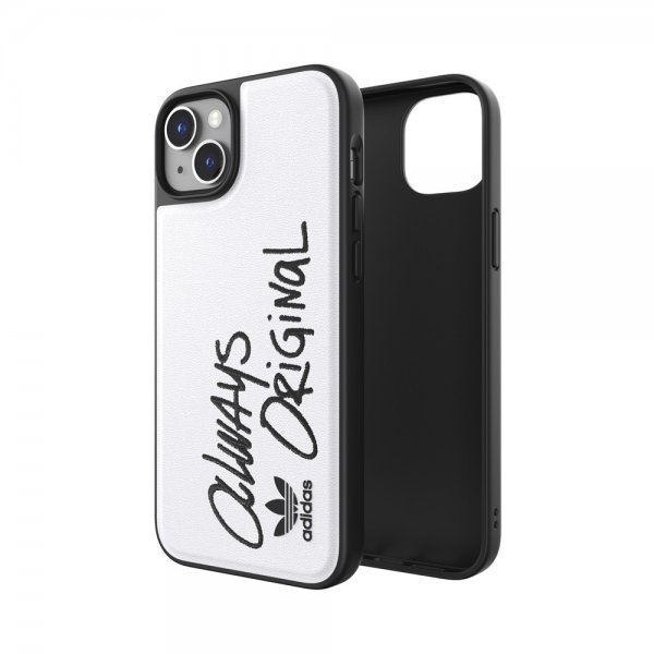 Adidas iPhone 14 Plus Cover Inlay Embroidery Case Hvid Sort
