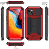 R-JUST iPhone 14 Plus Cover Kamerabeskyttelse Stativfunktion Rød