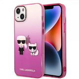 Karl Lagerfeld iPhone 14 Plus Cover Karl & Choupette Gradient Lyserød