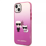 Karl Lagerfeld iPhone 14 Plus Cover Karl & Choupette Gradient Lyserød