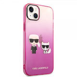 Karl Lagerfeld iPhone 14 Plus Cover Karl & Choupette Gradient Lyserød