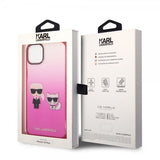Karl Lagerfeld iPhone 14 Plus Cover Karl & Choupette Gradient Lyserød