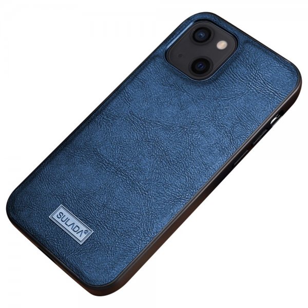 Sulada iPhone 14 Plus Cover Lædertekstur Blå