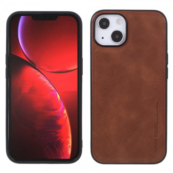 X-Level iPhone 14 Plus Cover Lædertekstur Brun