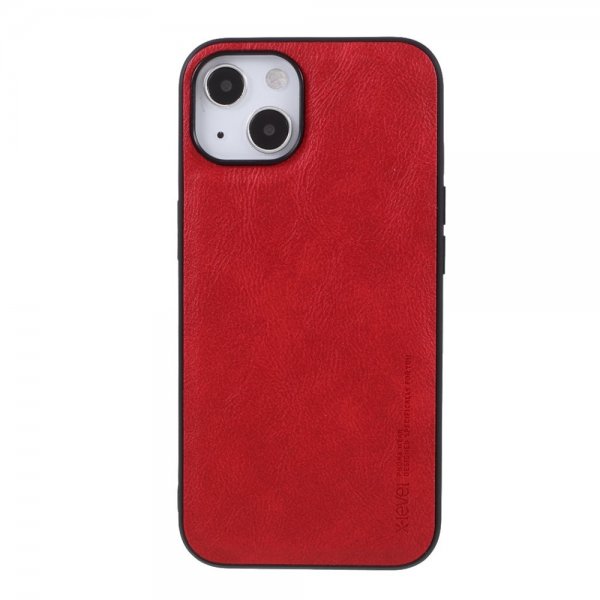 X-Level iPhone 14 Plus Cover Lædertekstur Rød
